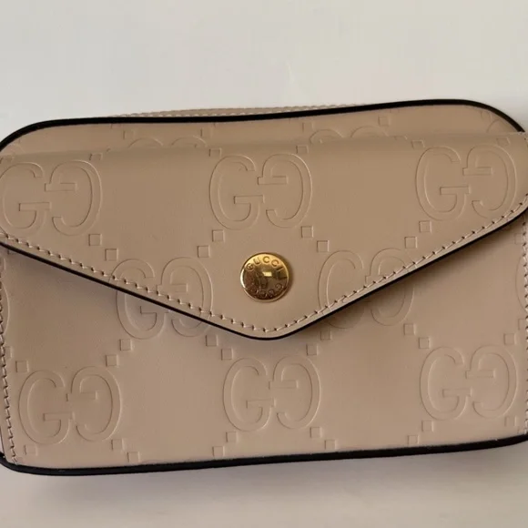 GUCCI Gilbert Calfskin Leather Mini Envelope Beige Crossbody Bag NIB 781554 - Picture 7 of 15